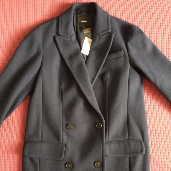 Express Coat Women's Oversized Double Breasted Coat in Navy NWT - Picture 6 of 14